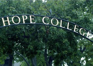 Hope College arch, at the entrance to Hope College. Photo courtesy of the Hope College public relations office website. Link below.